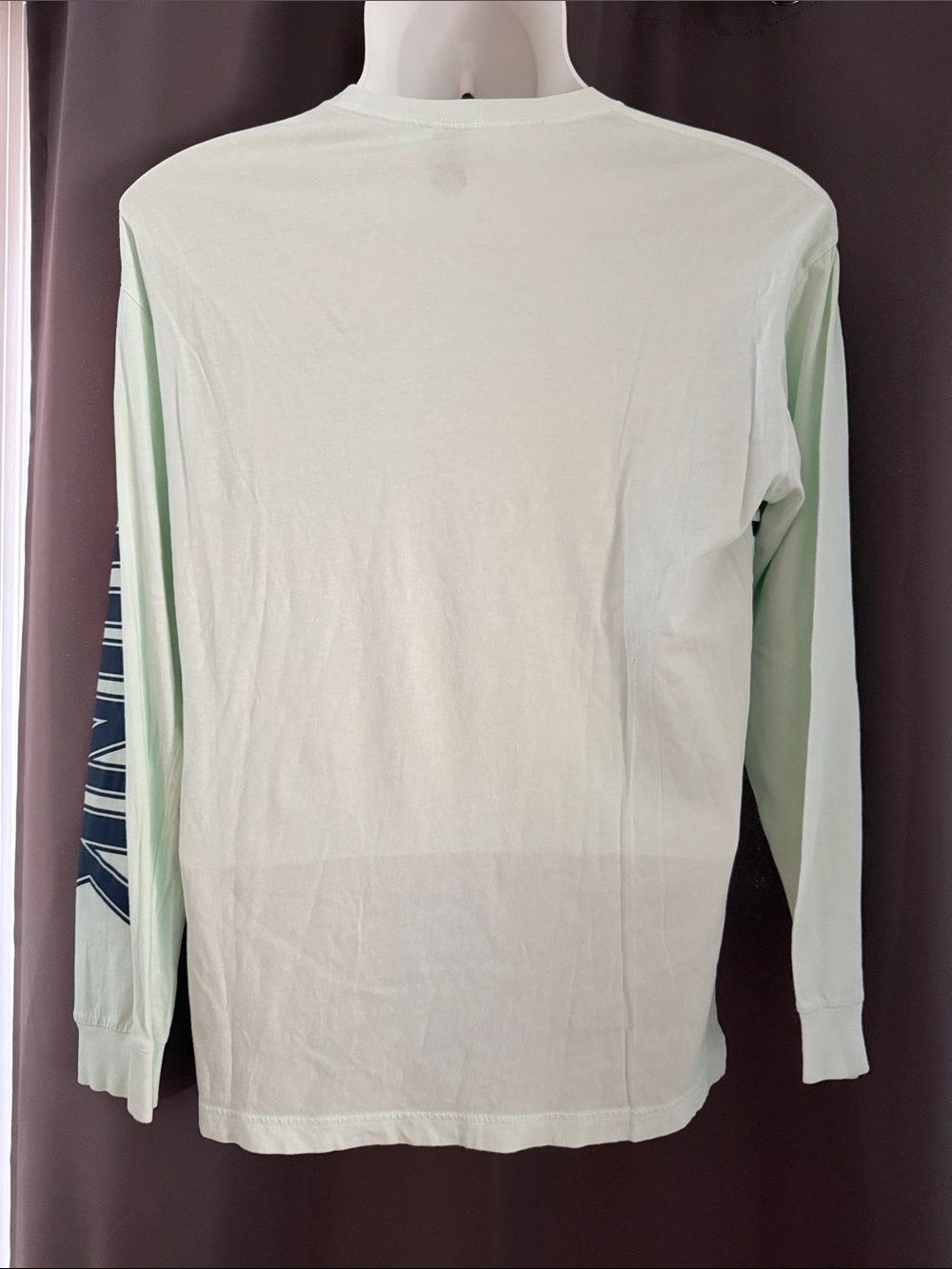 PINK Victoria's Secret Light Mint Long-Sleeve Tee with Navy Graphic - Picture 2 of 4